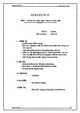 Giáo án thể dục lớp 9 - Tiết 19, 20