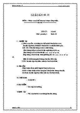 Giáo án thể dục lớp 9 - Tiết 45, 46