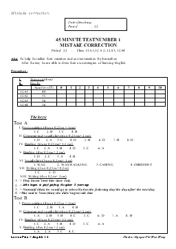 Giáo án Tiếng Anh 12 - 45 minute test number 1 mistake correction