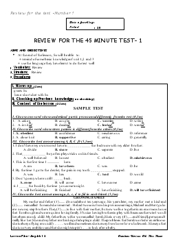 Giáo án Tiếng Anh 12 - Review for the 45 minute test- 1