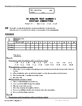 Giáo án Tiếng Anh - 45 minute test number 1 mistake correction