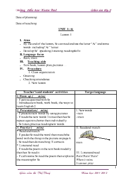 Giáo án Tiếng Anh lớp 2