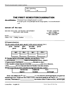 Giáo án Tiếng Anh - The first semester examination