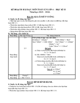 Kế hoạch bài dạy môn Toán lớp 4 – học kì II năm học: 2013 – 2014