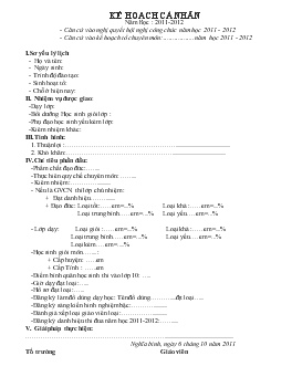 Kế hoạch cá nhân năm học: 2011-2012