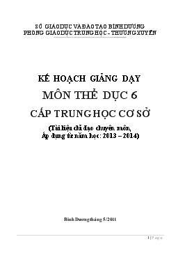 Kế hoạch giảng dạy môn Thể dục 6 cấp trung học cơ sở