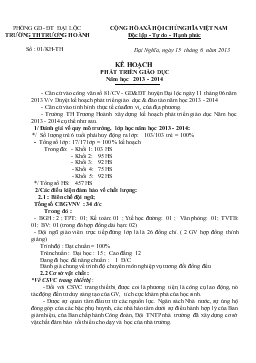 Kế hoạch phát triển giáo dục năm học 2013 - 2014