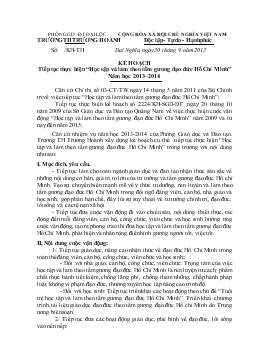 Kế hoạch tiếp tục thực hiện “học tập và làm theo tấm gương đạo đức Hồ Chí Minh” năm học 2013–2014