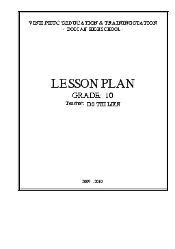 Lesson plan grade: 10
