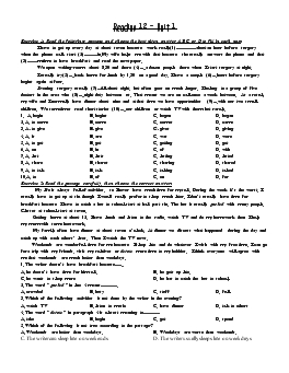 Reading 12 – Unit 1