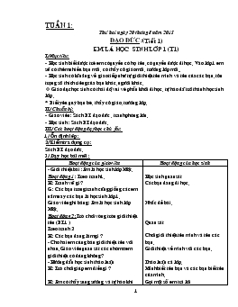 Giáo án lớp 1 - Tuần 1 năm 2015