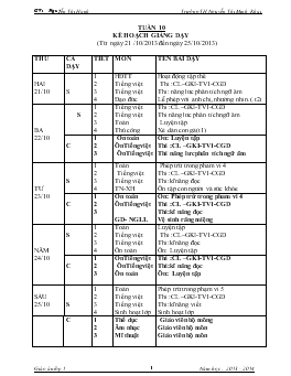 Giáo án lớp 1 - Tuần 10 trường TH Nguyễn Thị Minh Khai