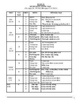 Giáo án lớp 1 - Tuần 11 trường TH Nguyễn Thị Minh Khai