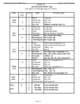 Giáo án lớp 1 - Tuần 12 trường TH Nguyễn Thị Minh Khai