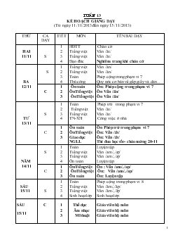 Giáo án lớp 1 - Tuần 13 năm 2013