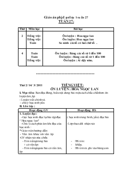 Giáo án lớp 1 - Tuần 27 năm 2011