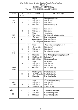 Giáo án lớp 1 - Tuần 8 trường TH Nguyễn Thị Minh Khai