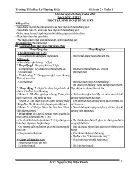 Giáo án lớp 2 - Tuần 1 trường Tiểu Học Lý Thường Kiệt