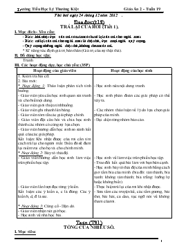 Giáo án lớp 2 - Tuần 19 trường Tiểu Học Lý Thường Kiệt