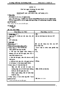 Giáo án lớp 2 - Tuần 22 trường Tiểu Học Lý Thường Kiệt