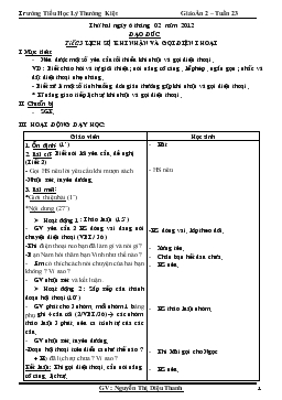 Giáo án lớp 2 - Tuần 23 trường Tiểu Học Lý Thường Kiệt