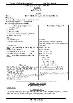 Giáo án lớp 3 - Tuần 1 trường Tiều Học Hợp Thanh B