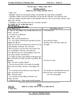 Giáo án lớp 3 - Tuần 31 trường Tiểu Học Lý Thường Kiệt