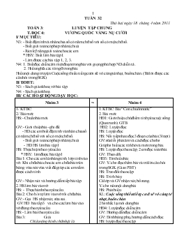 Giáo án lớp 3 - Tuần 32, thứ hai