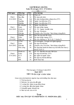 Lịch báo giảng tuần 34