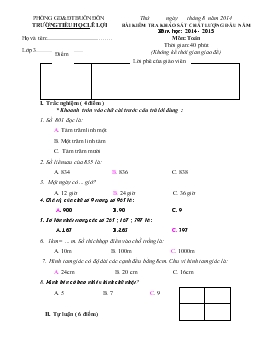 Bài kiểm tra khảo sát chất lượng đầu năm năm học: 2014 - 2015 môn: Toán