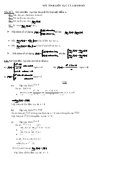 Bài tập về Xét tính liên tục của hàm số
