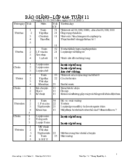 Báo giảng lớp 4 - Tuần 11