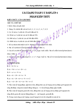 Các dạng toán cơ bản lớp 4