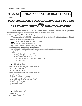 Chuyên đề 16- Phân tích đa thức thành nhân tử