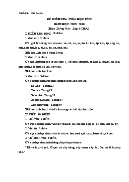 Đề kiểm tra giữa học kì II năm học: 2009 - 2010 môn: tiếng Việt lớp 1