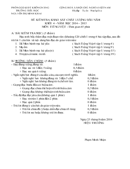 Đề kiểm tra khảo sát chất lượng đầu năm khối 4 năm học 2014 – 2015 môn Tiếng Việt