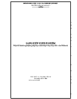 Đề tài Một Số kinh nghiệm giúp học sinh lớp 5 học học tốt văn Miêu tả