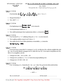 Đề thi tuyển sinh lớp 10 thpt năm học 2014 - 2015 môn: toán