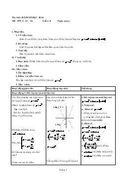 Giáo án Đại số 11 tiết 15- Hàm số bậc hai