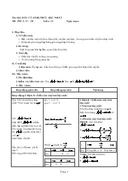 Giáo án Đại số 11 tiết 37- Dấu của nhị thức bậc nhất