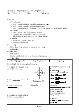 Giáo án Đại số 11 tiết 51- Giá trị lượng giác của một cung