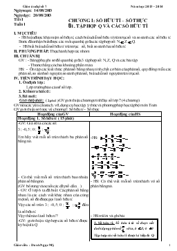 Giáo án đại số 7 học kỳ I Năm học 2013 - 2014