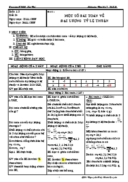 Giáo án Đại số 7 tiết 24- Bài 2 : môt số bài toán về đại lượng tỷ lệ thuận