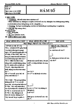 Giáo án Đại số 7 tiết 29- Hàm số