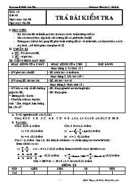 Giáo án Đại số 7 tiết 40- Trả bài kiểm tra