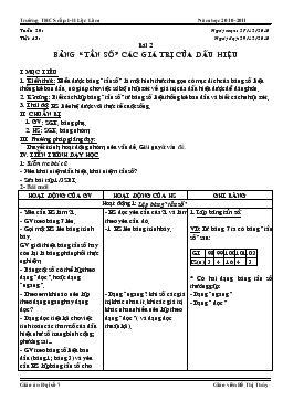 Giáo án Đại số 7 tiết 43- Bài 2- Bảng “tần số” các giá trị của dấu hiệu