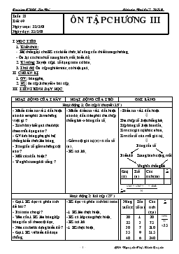 Giáo án Đại số 7 tiết 49- Ôn tập chương iii