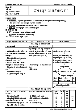 Giáo án Đại số 7 tiết 49- Ôn tập chương iii