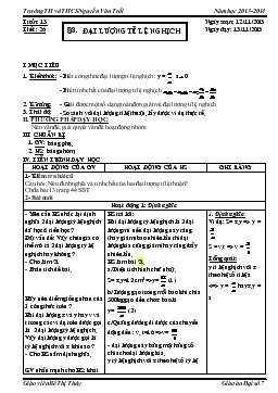 Giáo án Đại số 7 tuần 13 tiết 26-Đại lượng tỉ lệ nghịch