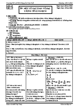 Giáo án Đại số 7 tuần 15 tiết 27- Một số bài toán về đại lượng tỉ lệ nghịch